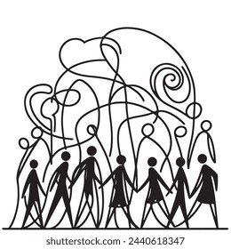 Group of abstract person. Lineart