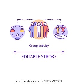 Group activity concept icon. Gross motor toddler skills development. Hands on children learning idea thin line illustration. Vector isolated outline RGB color drawing. Editable stroke