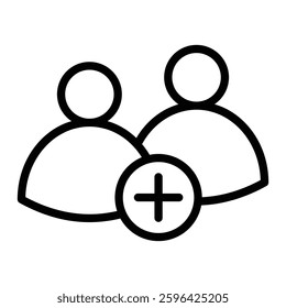 Group Add Vector Line Icon Design