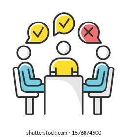 Group Administered Survey Color Icon. Public Opinion Polling. Social Research. Feedback. Customer Satisfaction. Voting. Sampling. Data Collection. Isolated Vector Illustration