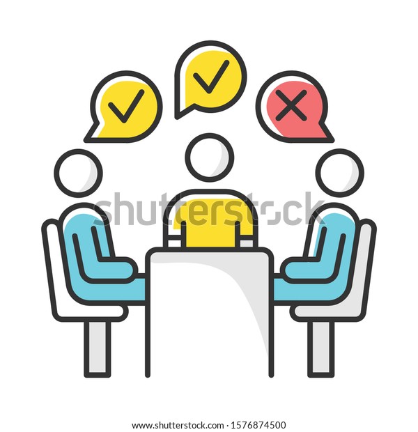 Group\
administered survey color icon. Public opinion polling. Social\
research. Feedback. Customer satisfaction. Voting. Sampling. Data\
collection. Isolated vector\
illustration