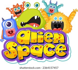 A group of adorable alien monsters in a vector cartoon illustration style