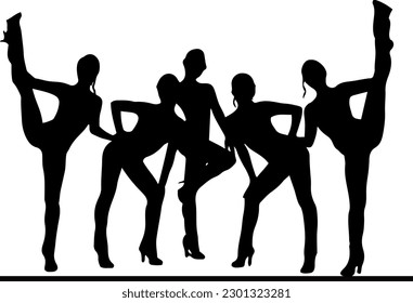 "Group Aerobics Silhouette Vector: Fitness and Fun"
"Energetic Women's Group Silhouette Vector for Aerobics"