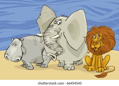 group of african animals illustration