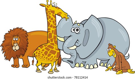 group of african animals illustration