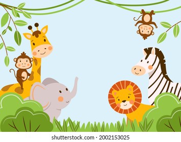 Group African Kids Animals Rainforest Vector Stock Vector (Royalty Free ...