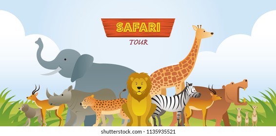 Group of African Safari Animals, Cute Animals, Nature and Wildlife