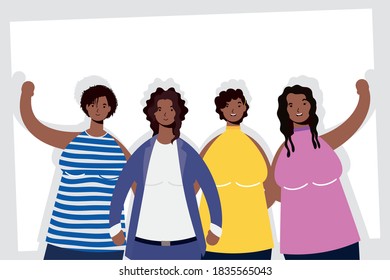 Gruppe von afro-weiblichen Zeichen Vektorgrafik-Design