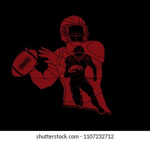 Group of American football player, Sportsman action, sport concept designed using geometric pattern graphic vector.