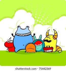 Group of angry monsters