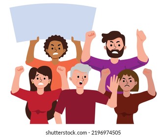 group of angry people, protest concept. 