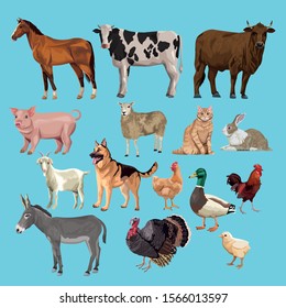 group of animals farm characters vector illustration design