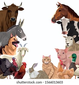 group of animals farm characters vector illustration design