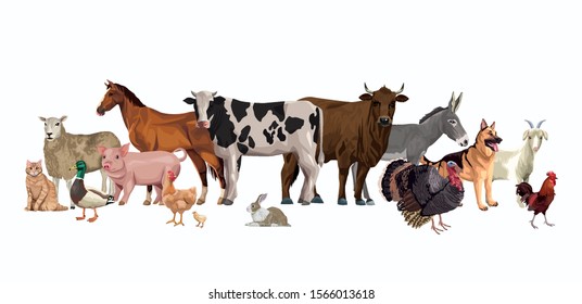 group of animals farm characters vector illustration design - Shutterstock ID 1566013618