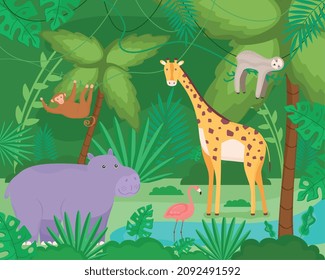 group animals in the jungle