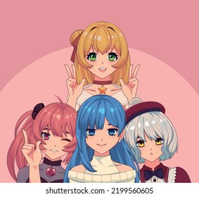 group anime girls avatar style