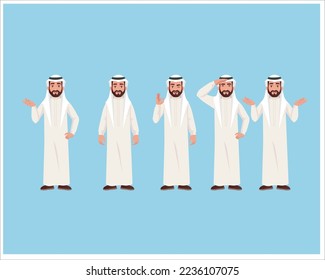 A group of Arab businessman personalities. vector illustration. isolated