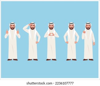 A group of Arab businessman personalities. vector illustration. isolated