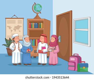 group of arabic students characters