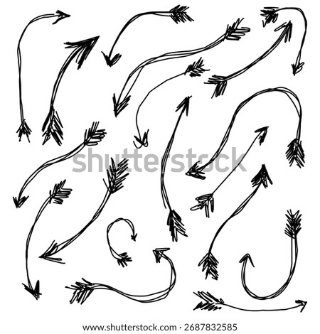 Group of arrow hand drawing with various directions.eps