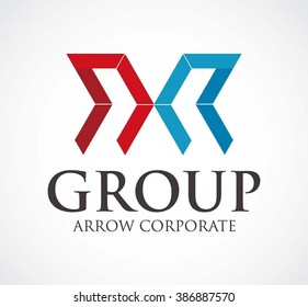 Group arrow of line directional abstract vector and logo design or template left right business icon of company identity symbol concept