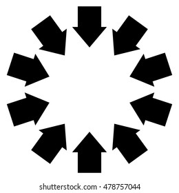 Pfeile nach einem nach innen gerichteten Kreis