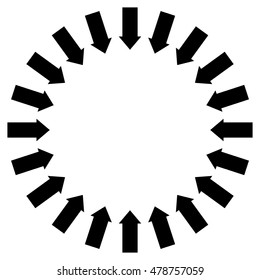 Group of arrows following a circle pointing inwards