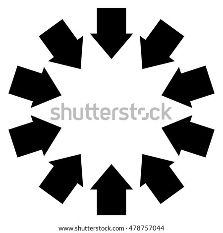 Group of arrows following a circle pointing inwards