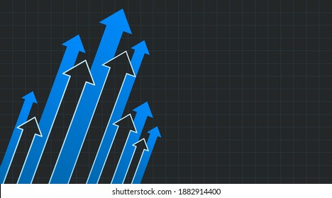 Group of arrows going up. Abstract financial graph with uptrend arrows. Vector illustration.