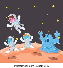 group of astronaut chased by slime monster