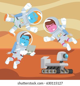 group of astronaut controlling rover