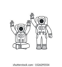 group of astronauts suits isolated icon vector illustration design
