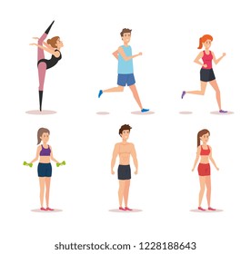 group of athletes practicing exercices
