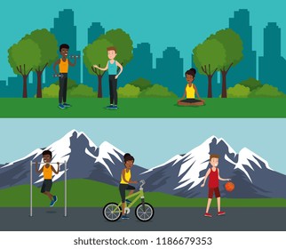 group of athletes practicing sport