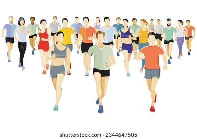 a group of athletes run illustration