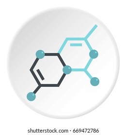 Group of atoms forming molecule icon in flat circle isolated on white vector illustration for web