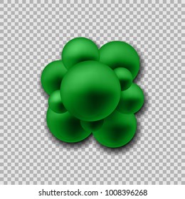 Group of atoms forming molecule. Staphylococcus Bacteria close up. isolated on transparent background. Vector illustration. Eps 10.