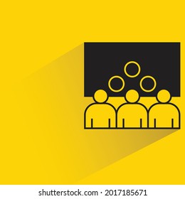 group of audience and board icon on yellow background