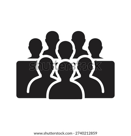 Group audience icon showing multiple rows of people silhouettes representing crowd class cinema theater conference public