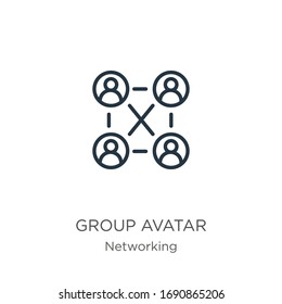 Group avatar icon. Thin linear group avatar outline icon isolated on white background from networking collection. Line vector sign, symbol for web and mobile