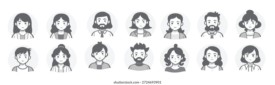 Un grupo de iconos de avatar con opciones de edición de líneas