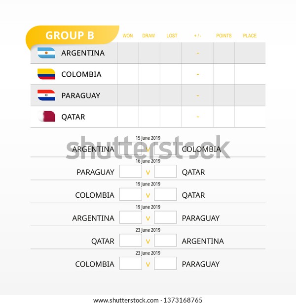 Group B Match Schedule All Matches Stock Vector (Royalty Free ...