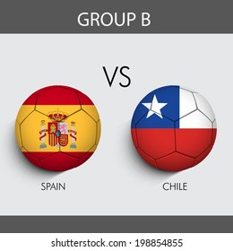 Group B Match Spain v/s Chile countries flags 