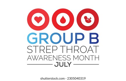El mes de sensibilización del grupo B Streptococcus se celebra cada año en julio. plantilla de diseño de banner Diseño de fondo de ilustración vectorial.