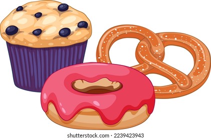 Group of bakery food illustration
