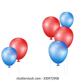 Group of balloons form an abstract background. Balloons red and blue. EPS-10. Mesh gradient and transparency is used.