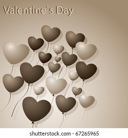 Group of balloons made form of hearts on a light background