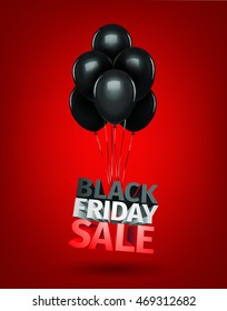 Group of balloons , sale message for shop. Balloons sale black friday 3d letters. Save money discount business retail shopping store banner . 3d vector ilustration isolated on white