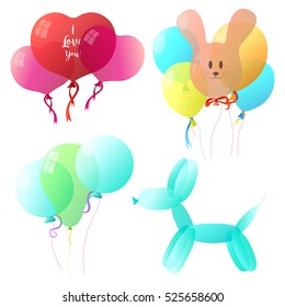 Group of balls on a string. Other balloons isolate on a white background. Vector illustration. EPS 10.