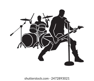 group band silhouette design. music concert vector illustration.